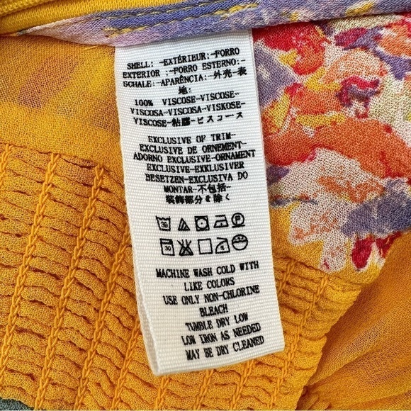 FREE People-Love To Love Blouse Golden Yellow & Florals (Size:Medium) - Picture 11 of 12